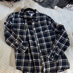 Old Navy Blue and Yellow Plaid Button-Down Shirt